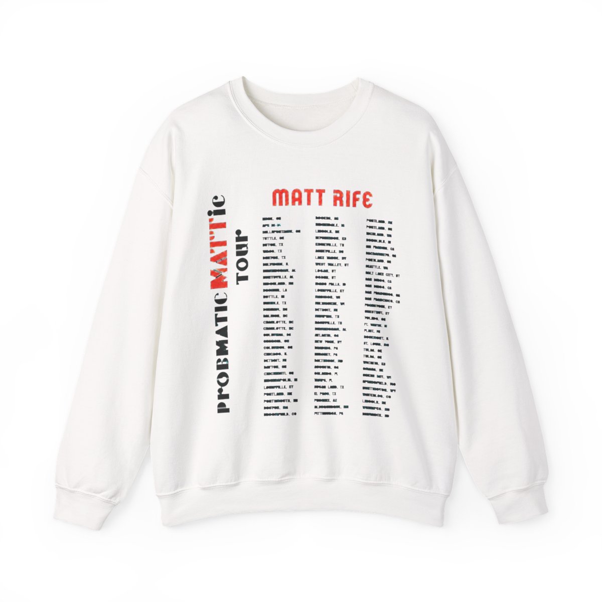 Matt Rife Merch Sweatshirts MATT RIFE Tour Short Sleeve ProbleMATTic Tour Tee Crewneck Casual Tee Shirt, White, Large - alternate angle 2, merchandise
