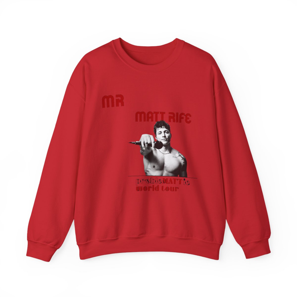 Droomdy Matt Rife Merch Sweatshirts MATT RIFE Short Sleeve probleMATTic Tour Tee Crewneck Casual tee Shirt S Black - alternate angle 2, merchandise